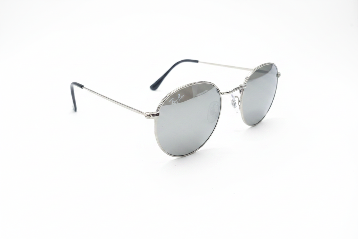 Ray-Ban Round Srebrna/Zrcalna - kosi kut